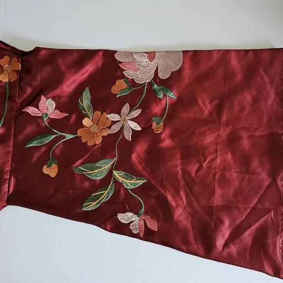 HOUSE OF HARLOW 1960 X Revolve Mika Kimono Mini Dress In Burgundy SZ Large - Picture 4 of 11